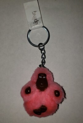 RARE! Kipling ~PERLA~ Bubble Gum Pink Fur Monkey Mini Keychain Bag Charm-VEUC!