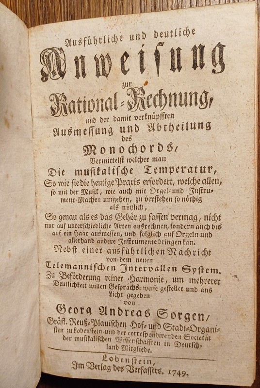 Georg Andreas Sorge AusfÃ¼Hrliche Und Deutliche Anweisung Zur Rational-Rechnung..