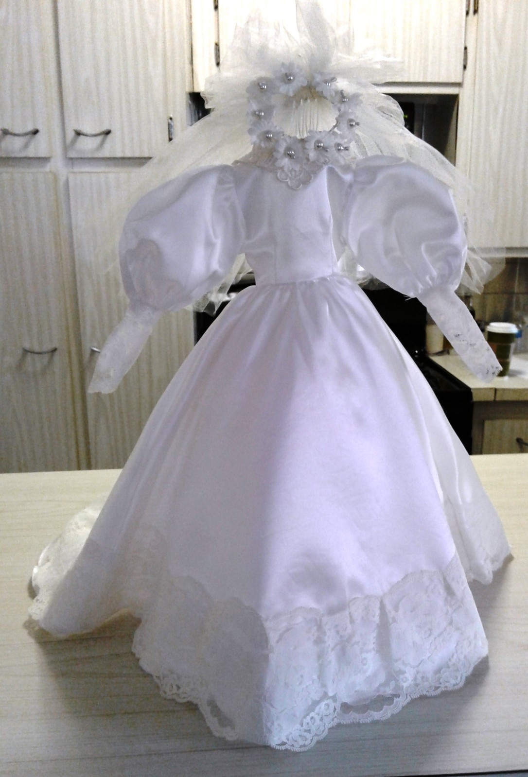 Bride~Communion Dress,Veil, Crinoline & Adjustable Stand for 20