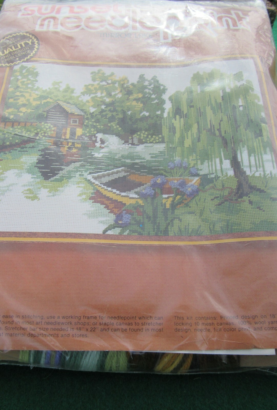 1980 Mirror Lake Sunset Needlepoint Unopened Kit # 6809 Large 18