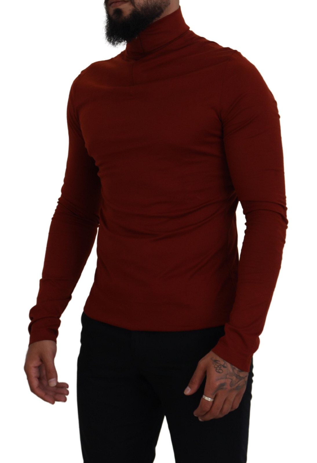 Pre-owned Dolce & Gabbana Sweater Maroon Cotton Turtle Neck Zip It46 / Us36 / S Rrp $600 In Red