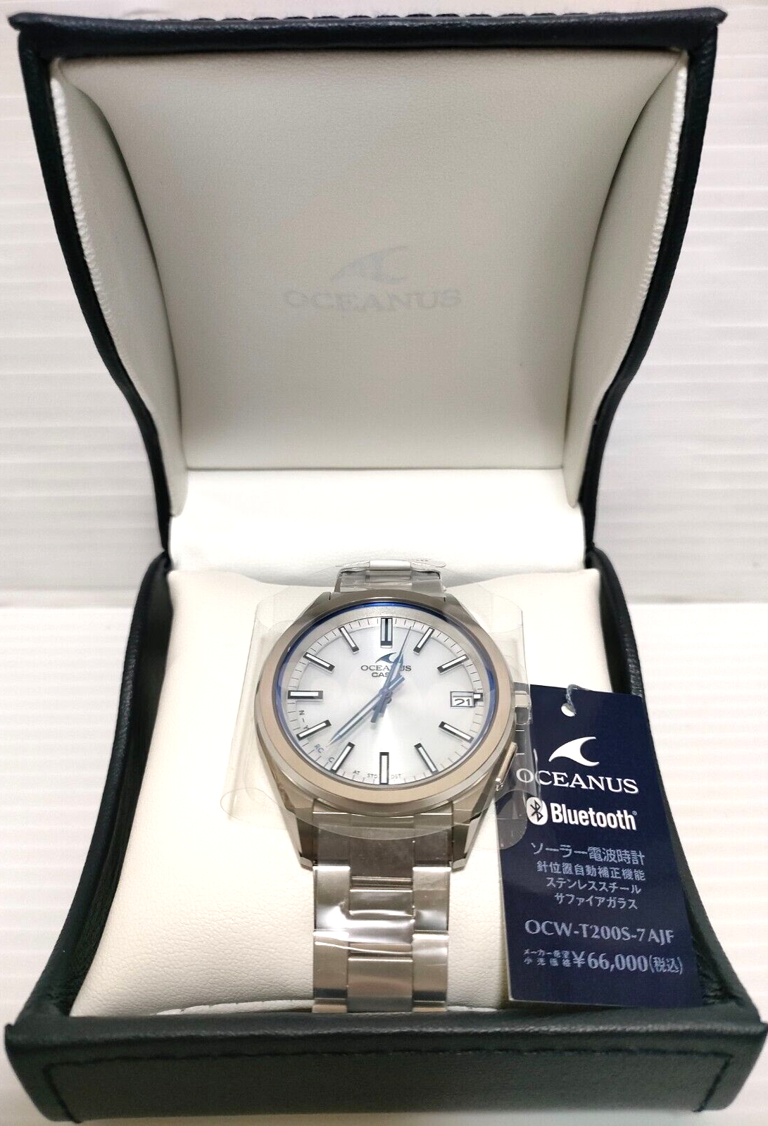 Pre-owned Casio Oceanus Ocw-t200s-7ajf White Dial Elegant Bluetooth Solar Men White Watch