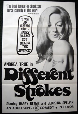 DIFFERENT STROKES   ANDREA TRUE   ORIGINAL '70s, X-RATED, ADULT MOVIE POSTER, NM