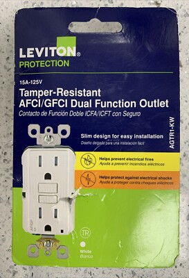 Leviton Protection AGTR1-KW Tamper-Resistant AFCI/GFCI Dual Function Outlet.