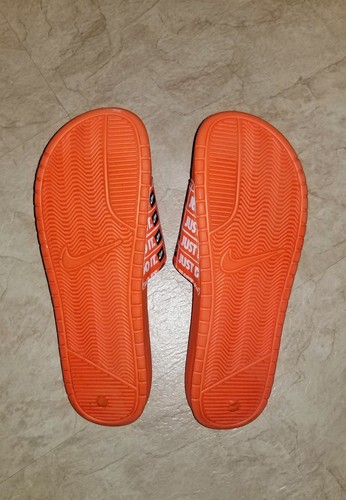 Nike Benassi JDI Sandals Just Do It Print Orange Mens Sandals Sportswear Size 13