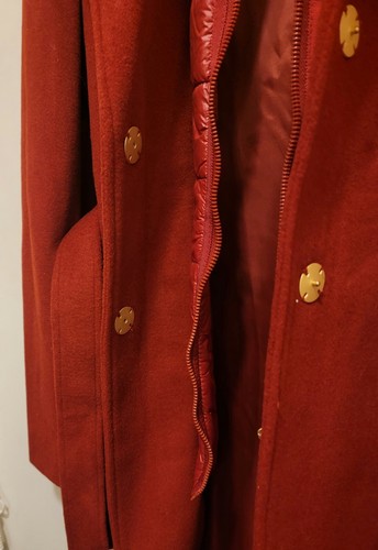 Pre-owned Donna Karan Women's Wool Cashmere Blend Hooded Coat Russet Reddish Orange Sz 14
