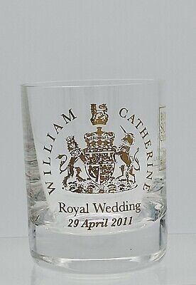 William And Catherine Royal Wedding Gold Tot Shot Glass 2011 Royal Scot Crystal