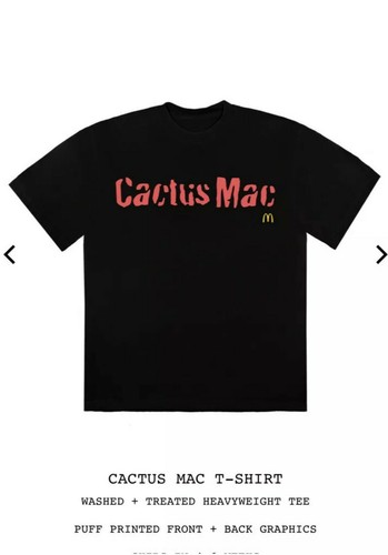 Pre-owned Mcdonald's Travis Scott X Mcdonalds Cactus Mac T-shirt Order Confirmed Limited In Black