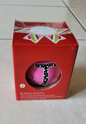 KIRKLAND'S SKU 102556 Monogrammed Ornament. 4''Round.Made of Glass.Brand new