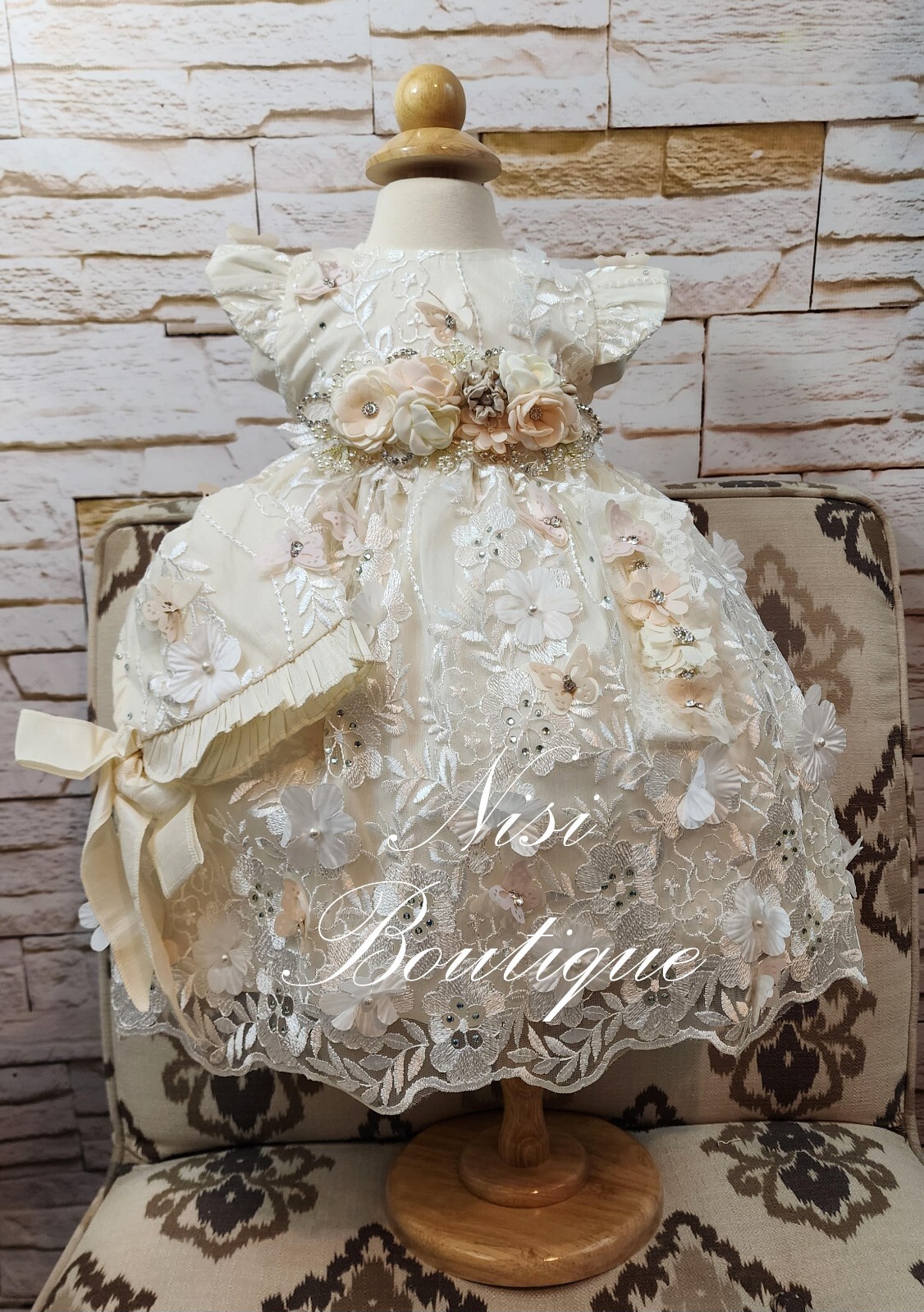 Free Shipping Baptism Dress Butterfly Christening Dress Baby Girl Ivory Dress eBay