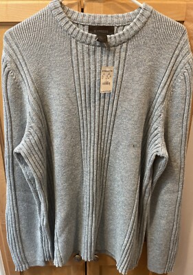 Express Sweater Mens Large Pullover Blue Gray Cotton NEW Structure Made In Japan
