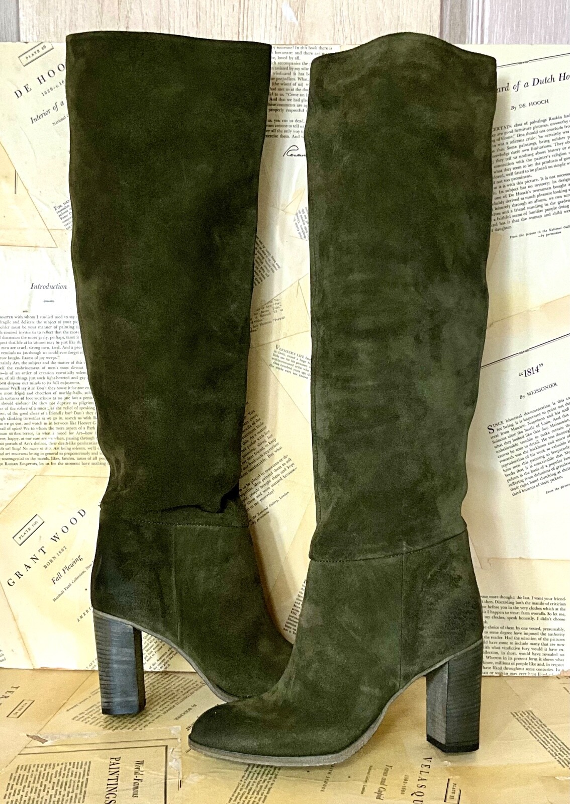 

Высокие ботинки Free People Dakota, замшевые ботфорты цвета мха, 39/9, НОВИНКА, Moss green, Dakota