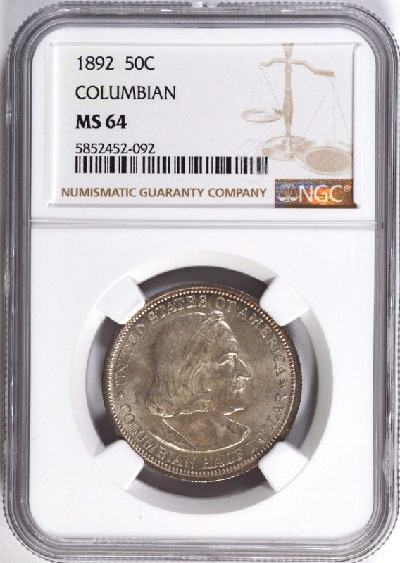 1892 COLUMBIAN EXPOSITION COMMEMORATIVE SILVER HALF DOLLAR 50C NGC MS