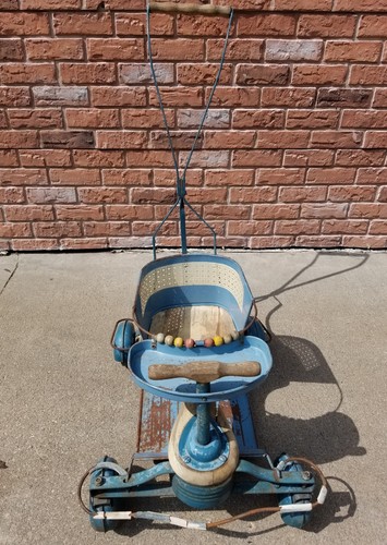 40's 50's Taylor Tot Fendered Stroller Baby Walker Antique Vintage Original Blue