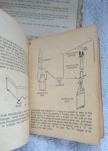 Vintage Seth Thomas  Grandfather Floor Clock owners manual w/ warranty paper