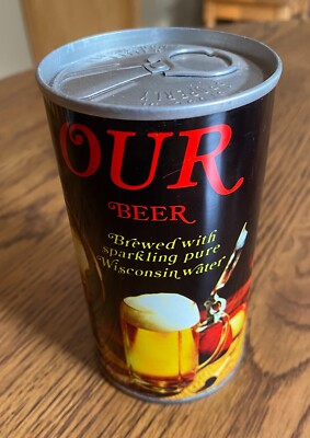 OUR BEER CAN  B/O  EMPTY Pull Tab Can Jos Huber Brewing Monroe Co Wisconsin