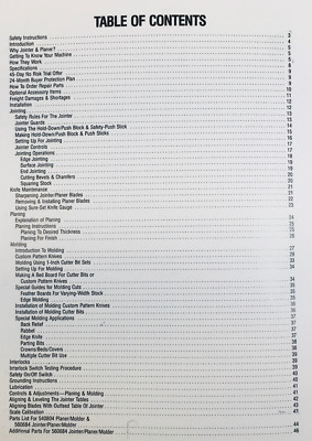 FOLEY BELSAW 804 684 JOINTER PLANER MOLDER OWNERS OPERATORS MANUAL w PARTS VIEWS