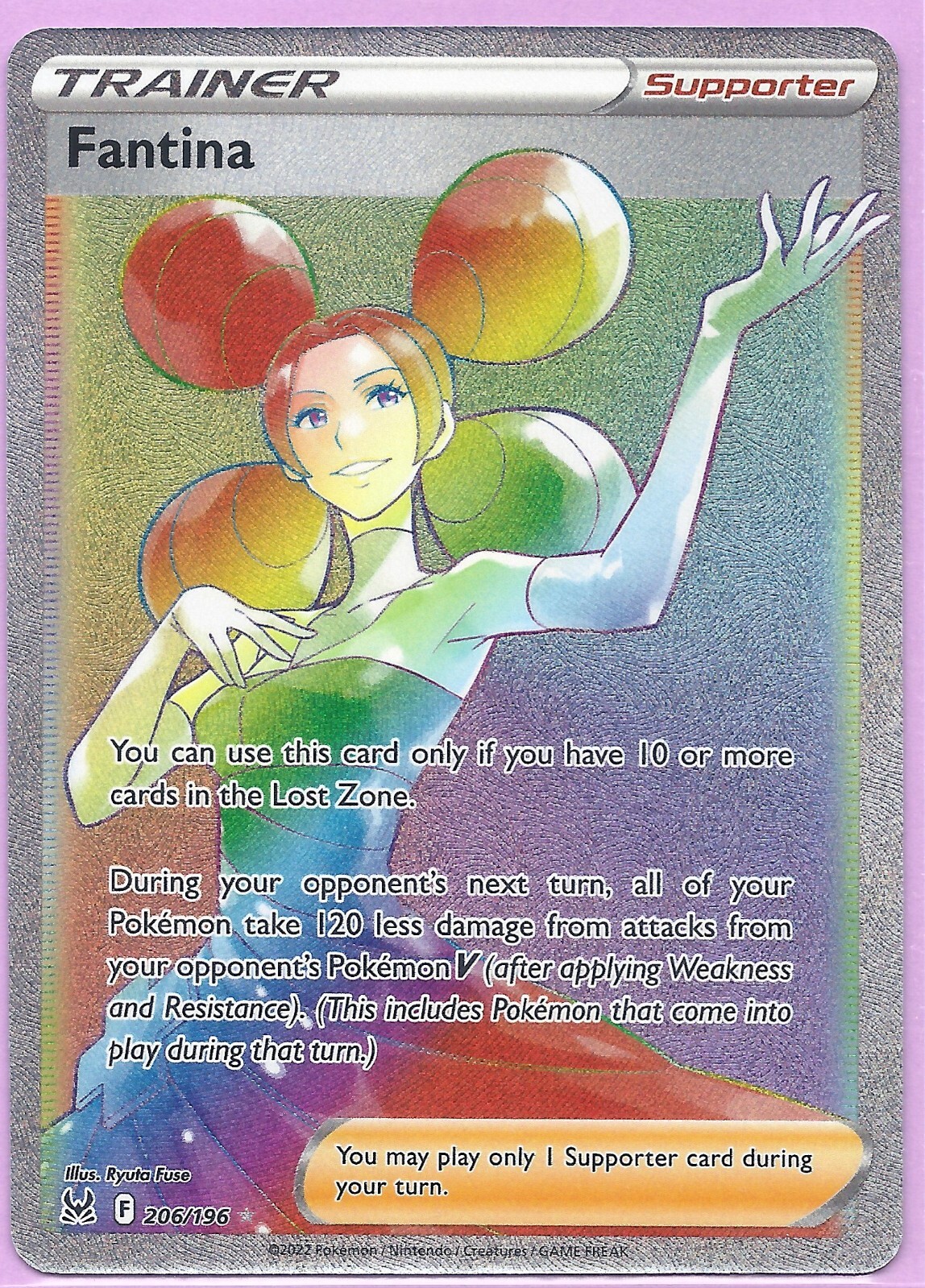 FANTINA 206/196 -LOST ORIGIN POKEMON- RAINBOW SECRET RARE FANTINA 206/196 -LOST ORIGIN POKEMON- RAINBOW SECRET RARE