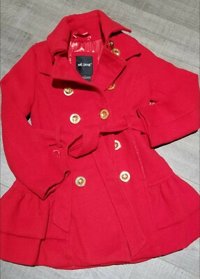 GIRLS TRENCH COAT/FALL WINTER JACKET/RED SIZE 4T