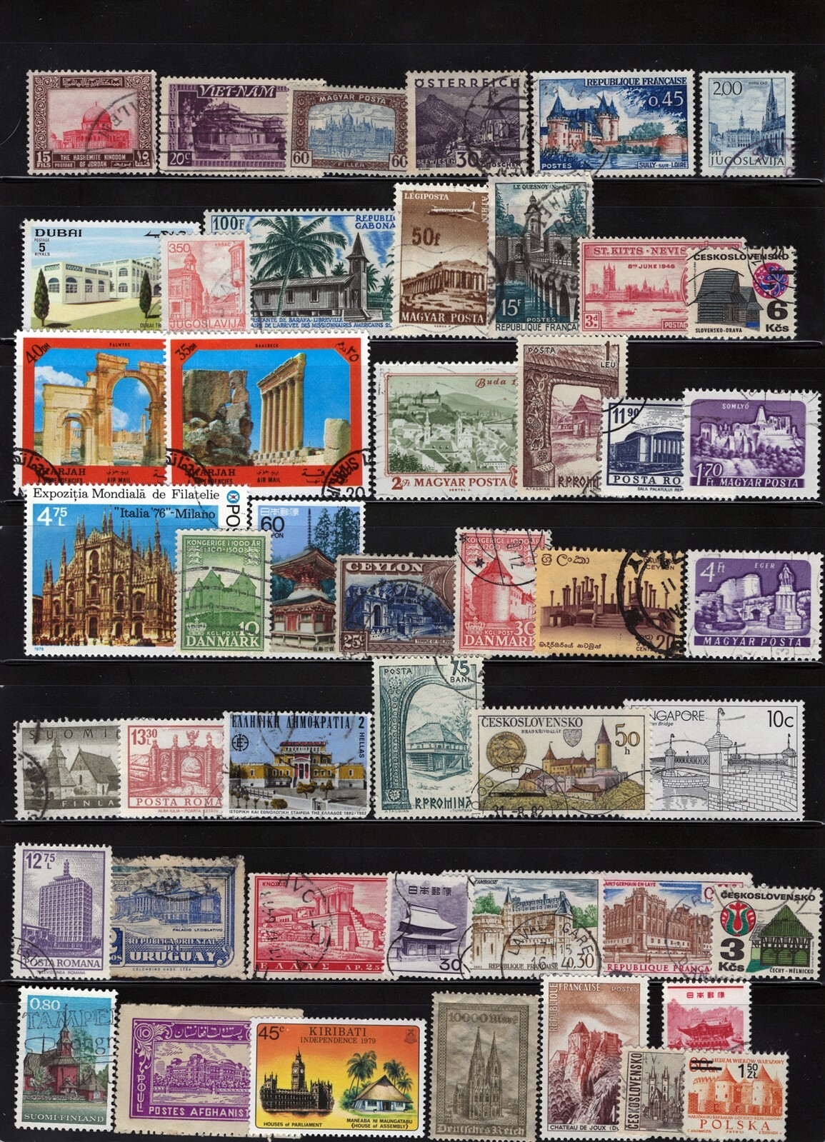 コレクション ANTIQUE STAMPS/POSTCARDS Architecture World Stamp Collection Mint & Used ZAYIX