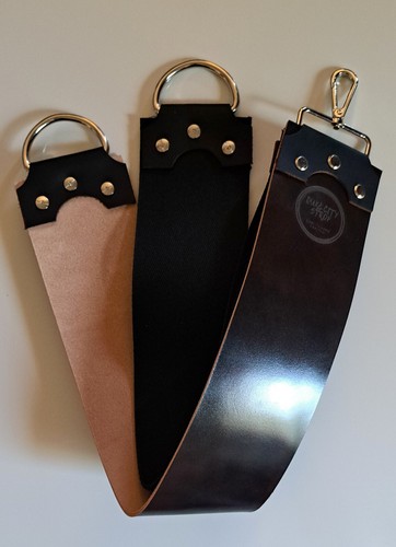 3" Duke City Veg Tan Three Component Straight Razor Strop  (2 Tone Chocolate)