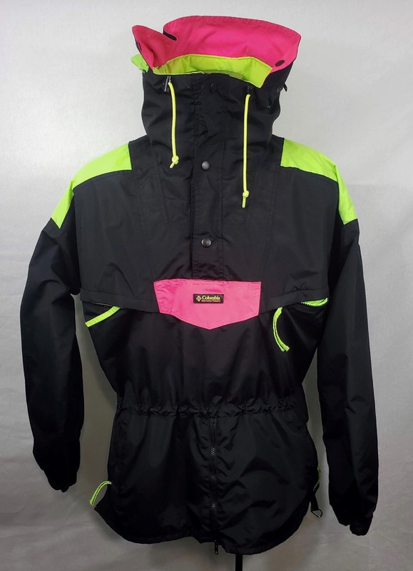 Download Vtg 90s Mens Columbia black & neon pullover anorak hooded ...
