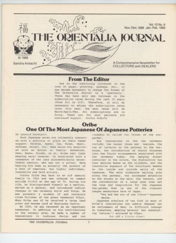 The Orientalia Journal Vol 10 No 6 Oribe Japanese Pottery Costume Netsuke 