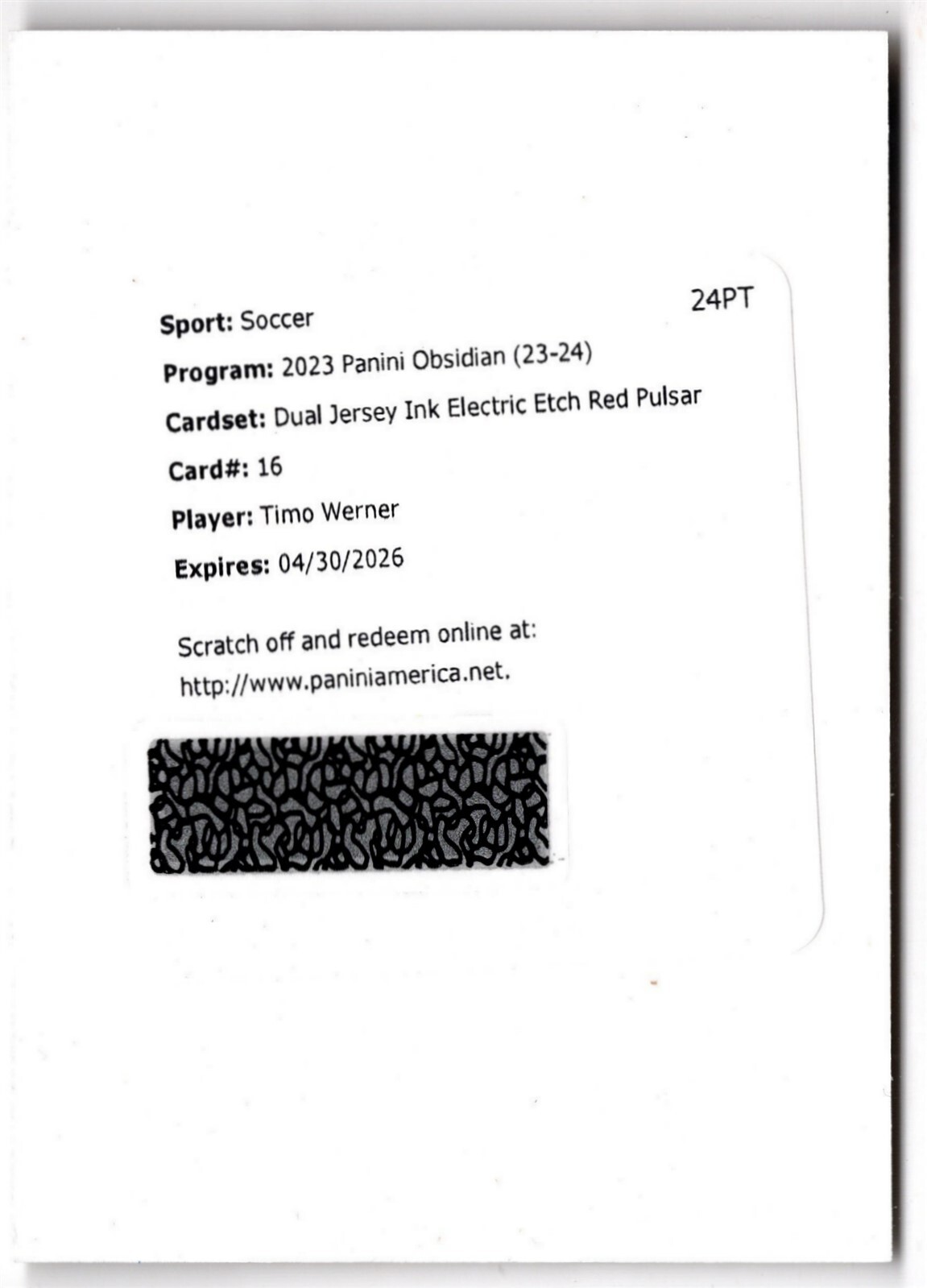 2023-24 Panini Obsidian Dual Jersey Ink E/E Red Pulsar TIMO