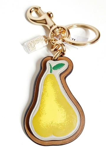 Coach Pear Fruit Bag Charm Keychain Gold Yellow Coated