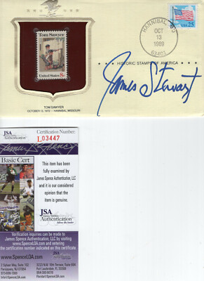 JIMMY STEWART HAND SIGNED TOM SAWYER FIRST DAY COVER 1989       AWESOME      JSA