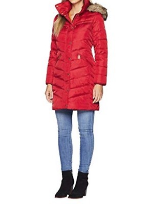 Pre-owned Michael Kors Authentic Church Women's Winter Down Hooded Parka Coat Red Size Xl