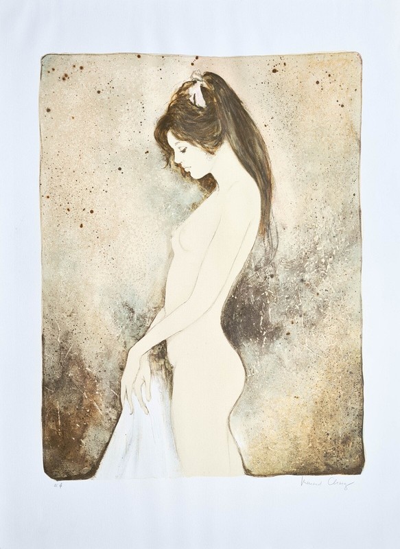 Bernard Charoy Jeune Fille Pensive Grande Lithographie 76x56 SignÃ©E Comme Neuve