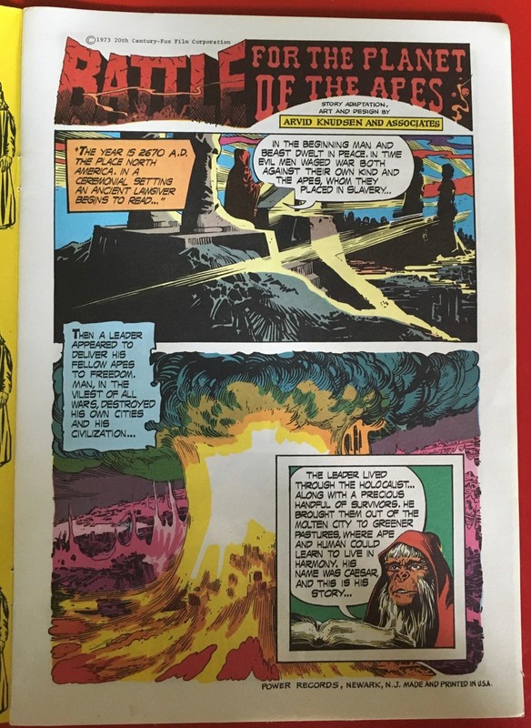 Battle For The Planet of The Apes Book & Record Set PR-21 1974 Power Records