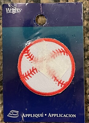 Baseball Embroidered Iron On Patch By Wrights New NOS