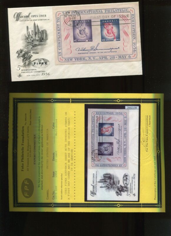 1075 Fipex Souvenir Sheet Efo Fantasy Invert Stamp With Fake Pf Cert (lv 206)