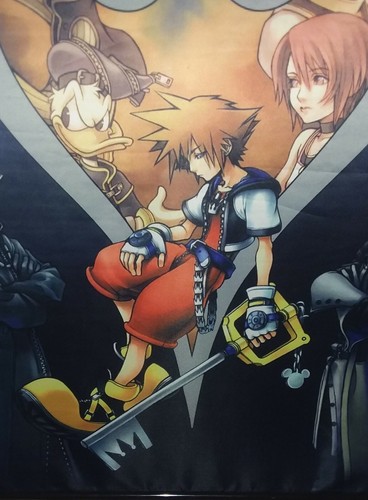 SORA / KINGDOM HEARTS Video Game ADVERTISING Color Fabric Hanging Poster Banner