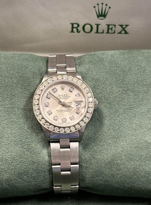 Rolex Lady Datejust Watch Silver Index Dial Stainless Steel Diamond Bezel Watch