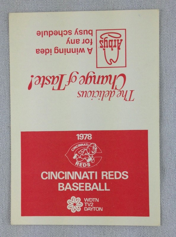 1978 Cincinnati Reds UNFOLDED Baseball Pocket TV Schedule ...