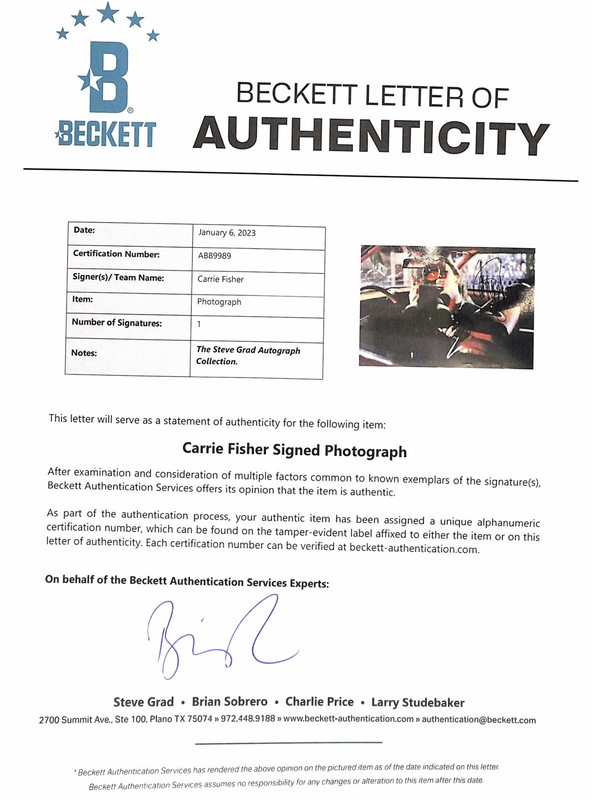 Carrie Fisher RARE Signed Auto The Blues Brothers 11x14 Photograph