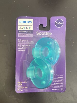 Philips Avent Soothie 0-3m Green 2 Ct. Pacifier & Soother - Brand New In Package