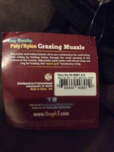 TOUGH 1 EASY BREATHE POLY/NYLON  Yearling  GRAZING MUZZLE With Throat Snap