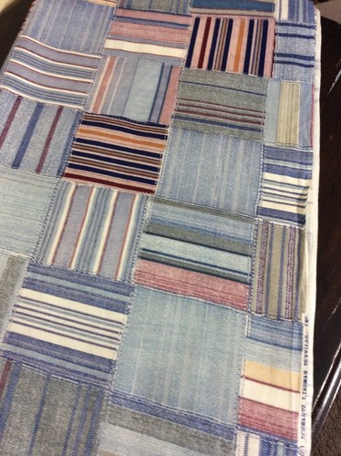 Vtg 60 Patchwork Denim Fabric 5 Yards
