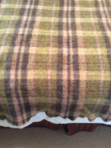 Wool Lap Throw Blanket Greens Pinks Browns Plaid