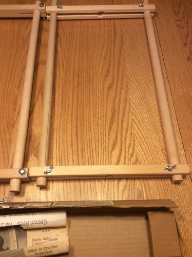 Lot 2 Needlepoint Cross Stitch Adjustable Wood Scroll Lap Frames