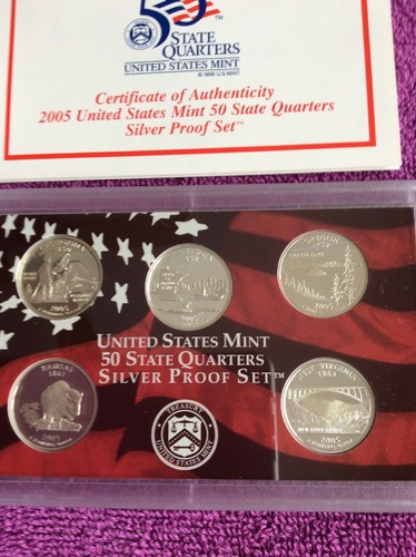 2005-S United States.Mint 50 State Quarters - Silver Proof Set w/Box & COA