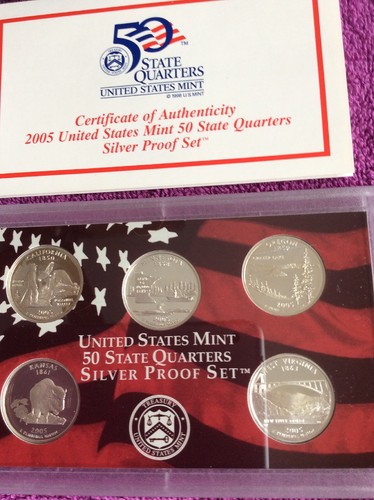 2005-S United States.Mint 50 State Quarters - Silver Proof Set w/Box & COA