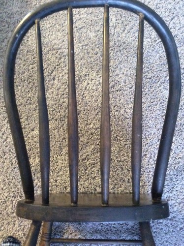 Antique Primitive Tiger Striped  Wood Dining Chair Barn Decor