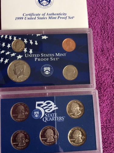 1999 S US Proof Set 9-PC Coins San Francisco Mint And State Quarters