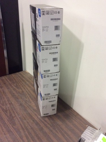 Set 4 Factory Sealed HP Q2670A Q2671A Q2672A Q2673A Toner Cartridges 308A 309A