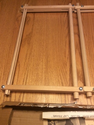 Lot 2 Needlepoint Cross Stitch Adjustable Wood Scroll Lap Frames